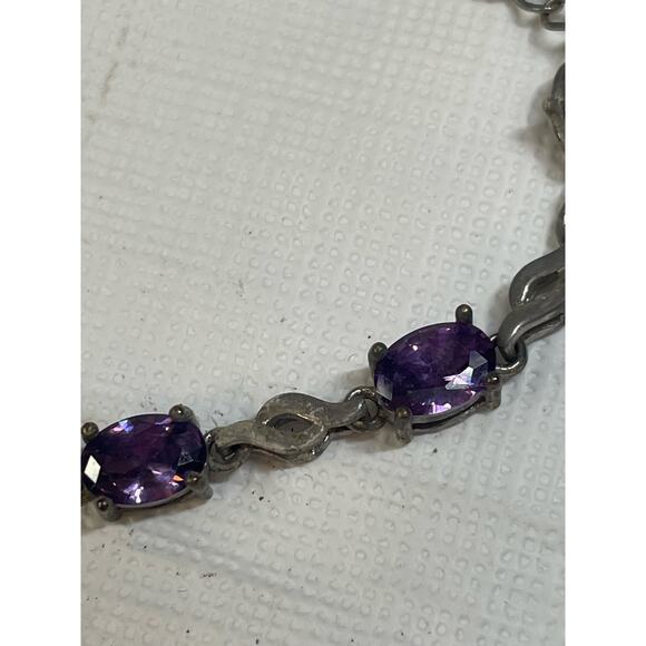 Sterling Silver Purple Stone Bracelet Adjustable - Picture 4 of 4
